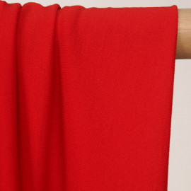 Tissu polo maille piquée rouge poppy - pretty mercerie - mercerie en ligne