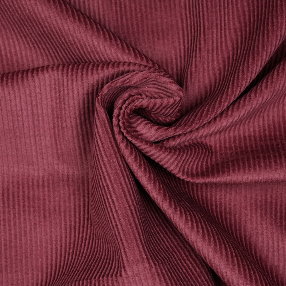Tissu velours côtelé coton ruby wine - mercerie en ligne - pretty mercerie 
