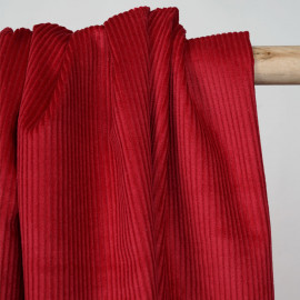 Tissu velours côtelé coton rouge scarlet - pretty mercerie - mercerie en ligne