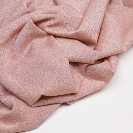 Tissu maillot de bain rose poudré fil lurex argent - pretty mercerie - mercerie en ligne