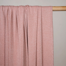 Tissu maillot de bain rose poudré fil lurex argent - pretty mercerie - mercerie en ligne