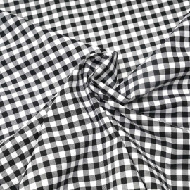 Tissu coton stretch motif vichy tissé noir et blanc |Pretty mercerie | Mercerie en ligne
