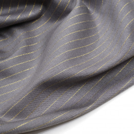 Tissu flanelle gris à motif rayure fil lurex or  - pretty mercerie - mercerie en ligne