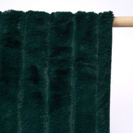 Tissu fausse fourrure vert foncé à rayures verticales - pretty mercerie - mercerie en ligne