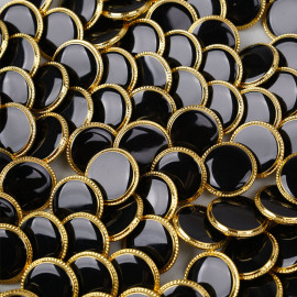 Bouton métal à queue noir liseré tressé doré 19 mm - pretty mercerie - mercerie en ligne