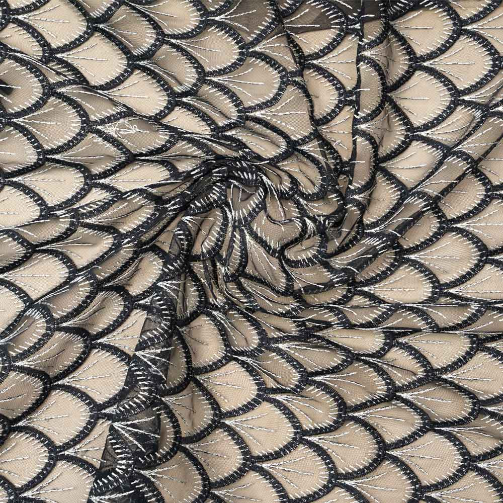 2.2 mètres Imprimé Noir/pierre marbré Carreaux Crêpe Mousseline Couture Tissu 