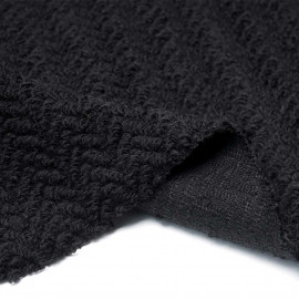 Tissu lainage noir maille bouclée à motif chevron | Pretty Mercerie | mercerie en ligne