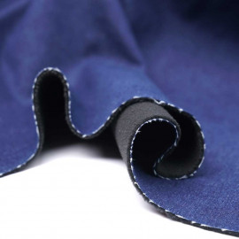 Tissu denim stretch bleu navy à doublure polaire noir | Pretty Mercerie | Mercerie en ligne