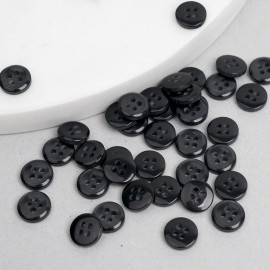 Bouton rond noir quatre trous 10mm | Pretty mercerie | mercerie en ligne