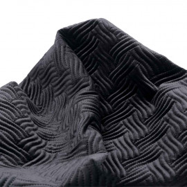 Tissu matelassé velours noir à motif lignes entrelacées | Pretty Mercerie | Mercerie en ligne