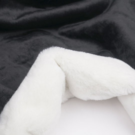 Tissu double face suédine noir et fausse fourrure blanche | pretty Mercerie | mercerie en ligne