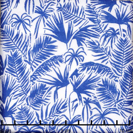 Tissu coton et lin blanc à motif riviera dazzling blue | pretty mercerie | mercerie en ligne