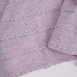 Tissu jersey mauve chiné à motif tissés lignes festonnées | Pretty Mercerie | mercerie en ligne