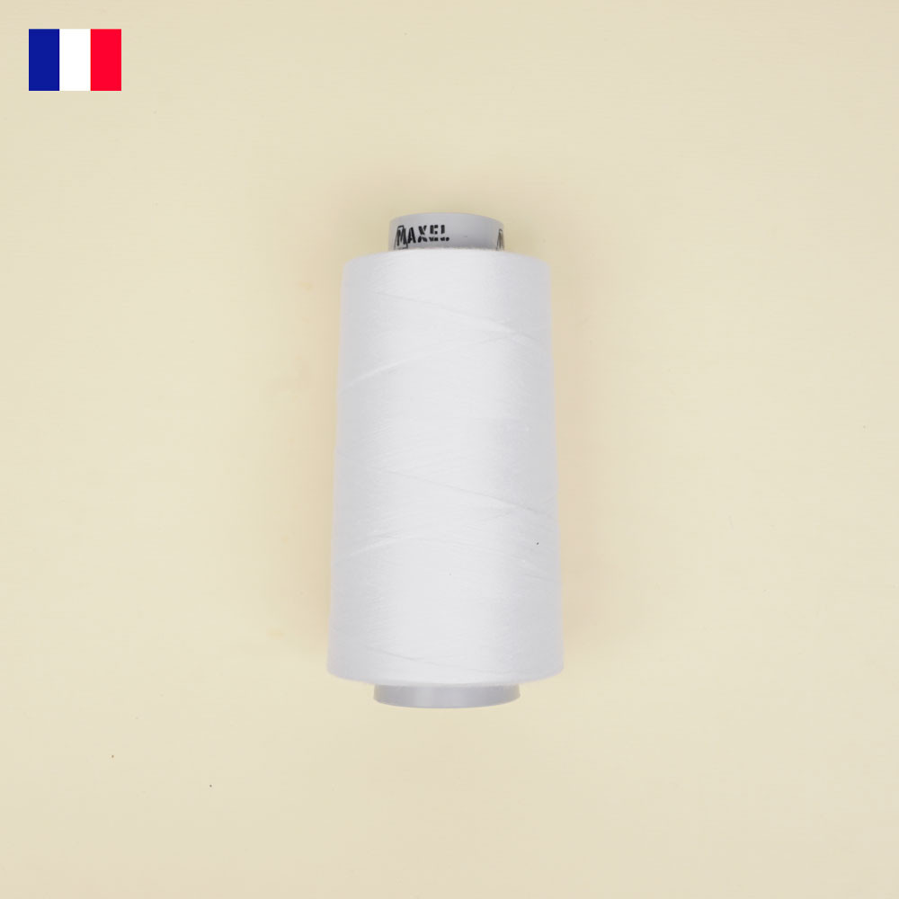 Cône de fil à coudre blanc haute ténacité 5000 m | fabrication française | pretty mercerie | mercerie en ligne
