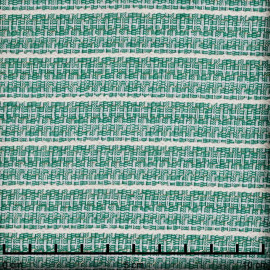 Tissu tweed vert à motif rayure blanc et fil lurex or | pretty mercerie | mercerie en ligne