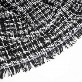 Tissu tweed noir à motif carreaux blanc et fil lurex transparent | pretty mercerie | mercerie en ligne