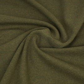 Tissu jersey uni fine côte gratté - vert kaki