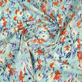 Tissu coton à motif fresh flowers - Vert