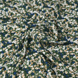 Tissu viscose à motif champs fleurie - Vert