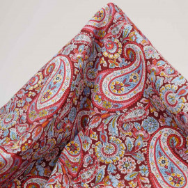 Tissu coton à motif paisley - rose foncé