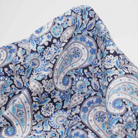 Tissu coton à motif paisley - Bleu foncé