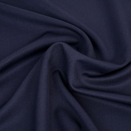 Tissu twill synthétique et modal uni - Bleu foncé