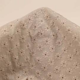 Tissu coton brodé à motif pâquerette brodé et ajouré - Beige