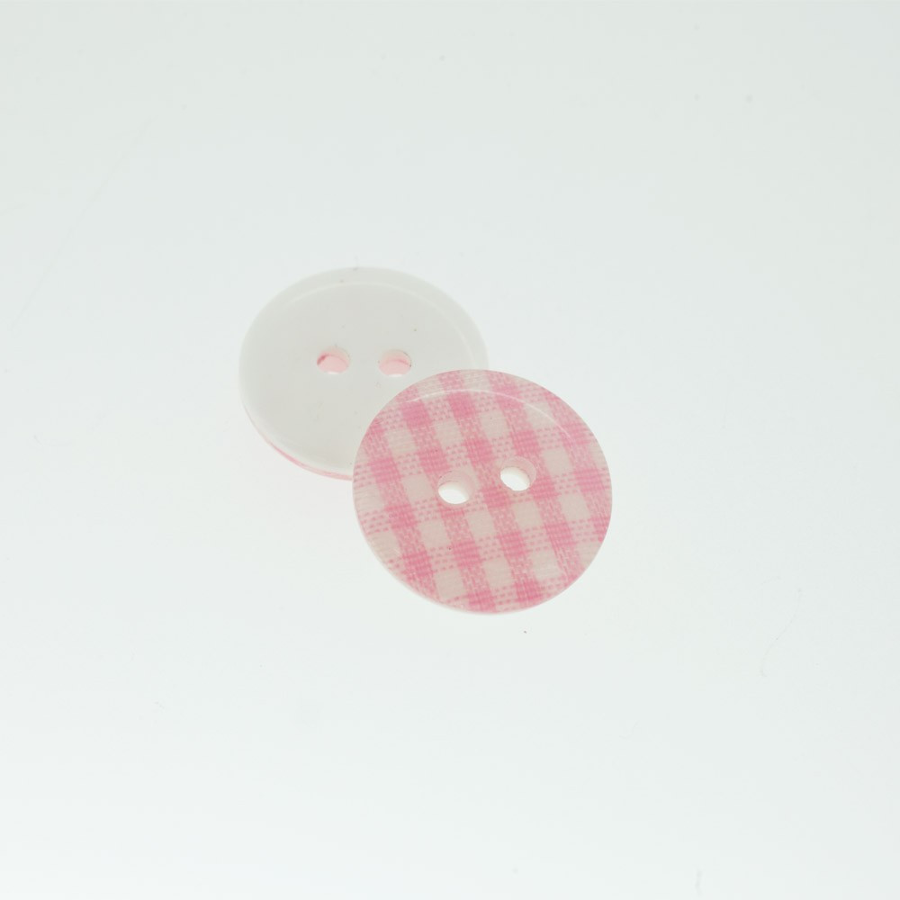 Bouton Polyester Vichy Rose Persan 15mm