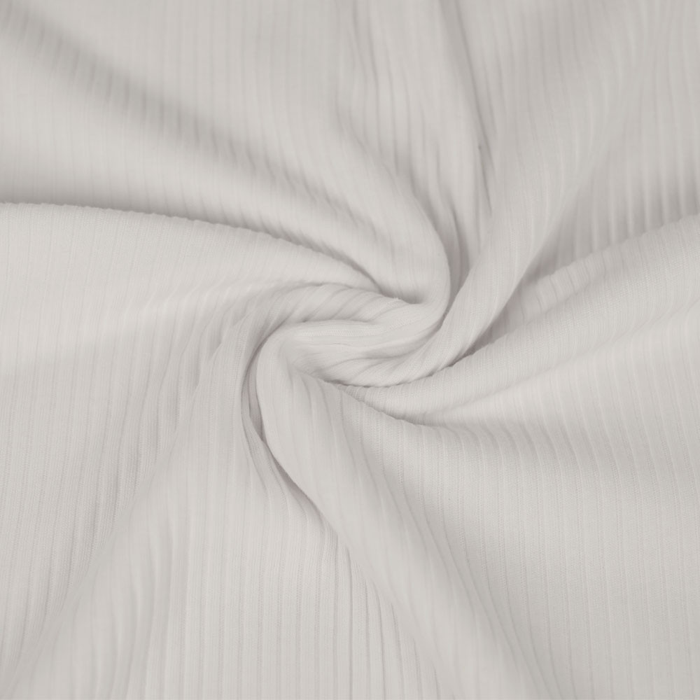 Tissu jersey de coton Jasmin côtelé uni - Blanc