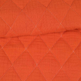 Tissu matelassé double gaze de coton motif losange - orange