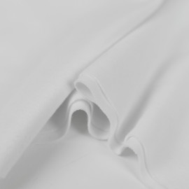 Tissu jersey maille tricoté de coton uni peigné - Blanc