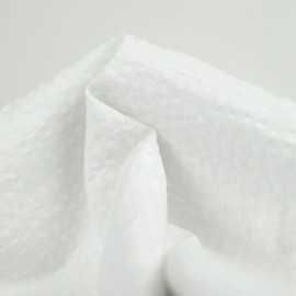 Tissu coton seersucker à rayure tissé - Blanc