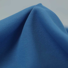 Tissu jersey maille tricoté ( ou bord-côte ) bleu de Provence