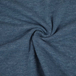 Tissu jersey de coton bio bleu chiné
