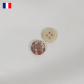 14 mm - Boutons 4 trous en Galalithe kaki et rose