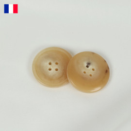 31 mm - Boutons 4 trous en Galalithe marbré beige