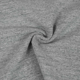 Tissu jersey maille tricoté ( ou bord-côte ) gris chiné