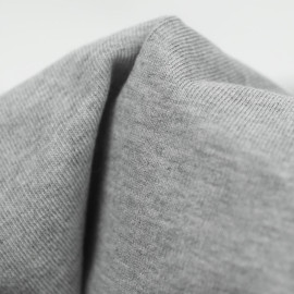 Tissu jersey de coton gris fines côtes 210gr