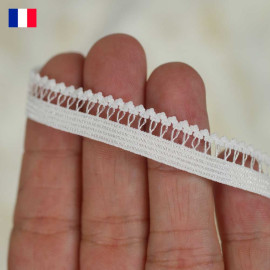11 mm - Ruban élastique lingerie classique picot blanc et fil lurex argenté