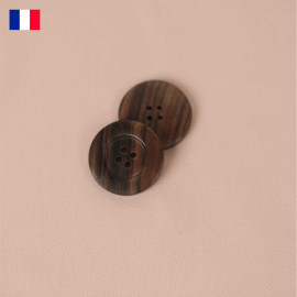31 mm - Boutons rond quatre trous en bois d'Ébène de Macassar - naturel