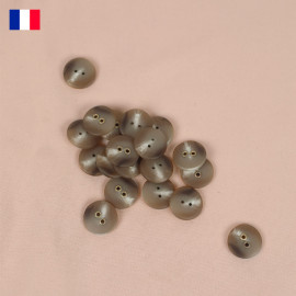 18 mm - Boutons rond deux trous mat en Galalithe effet marbré blanc et marron