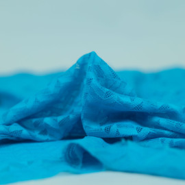 Tissu dentelle chevron stretch bleu aquatique