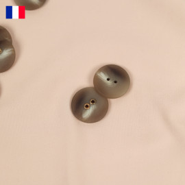 20 mm - Boutons rond deux trous mat en Galalithe effet marbré beige et blanc