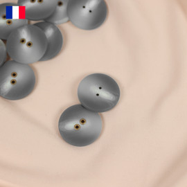 25 mm - Boutons rond deux trous mat en Galalithe effet marbré gris et blanc