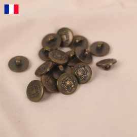 14 mm - Boutons ronds à queue blason en Galalithe - bronze vieilli
