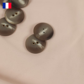 25 mm - Boutons rond deux trous mat en Galalithe effet marbré beige et blanc