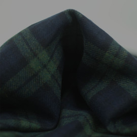 Tissu drap de laine tartan bleu marine et vert
