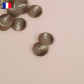 18 mm - Boutons rond deux trous mat en Galalithe effet marbré blanc et marron