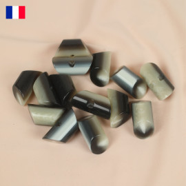 36 mm - Bouton buchette 1 trou imitation corne de buffle en Galalithe - noir et blanc