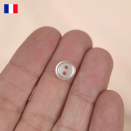 8 mm - Boutons rond deux trous en Galalithe blanc